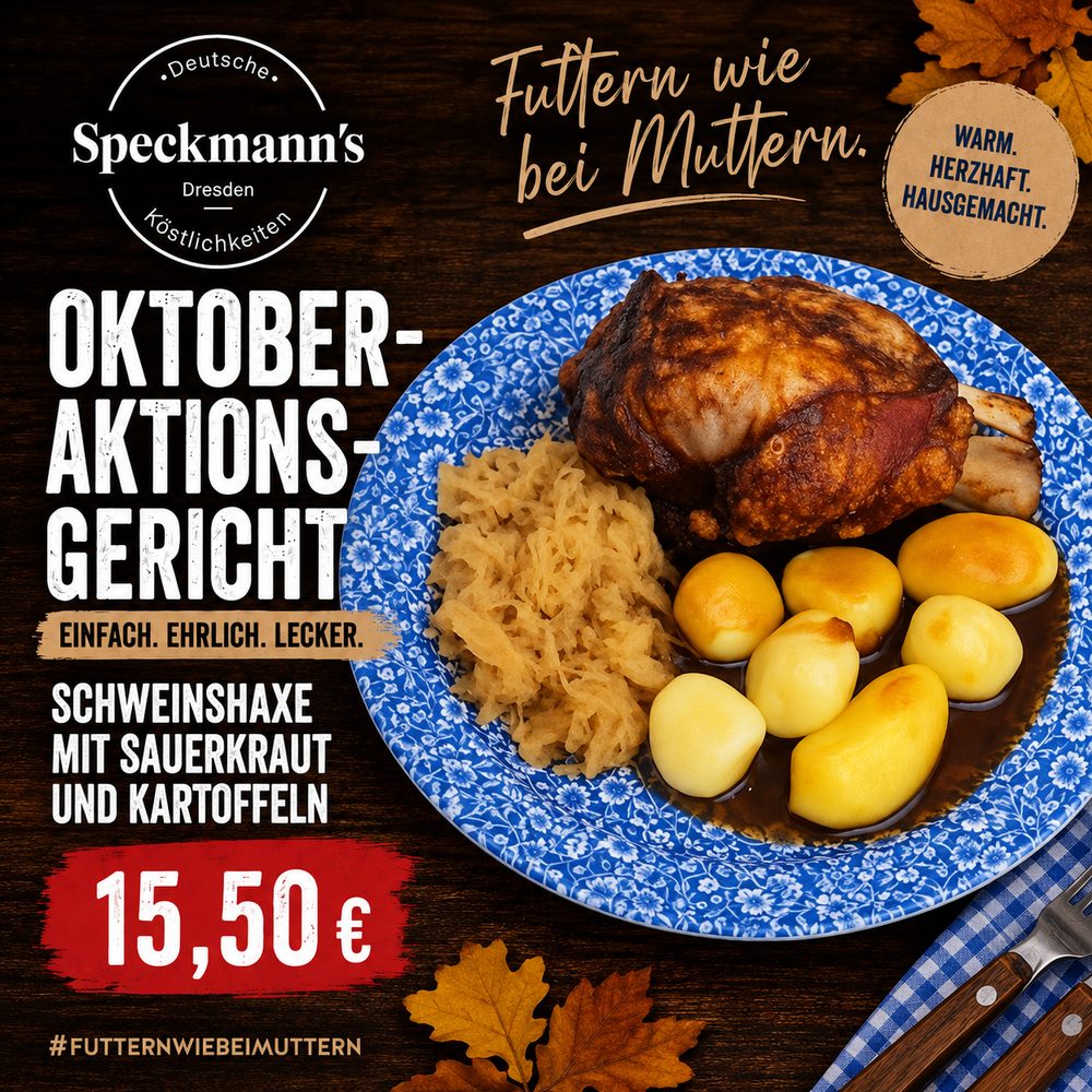Aktionsgericht Oktober Schweinshaxe mit Sauerkraut und Kartoffeln
